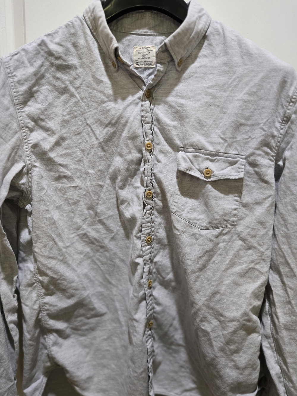 J Crew Light Gray Men’s Button-Down Shirt - Classic Casual